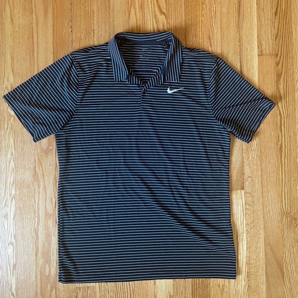 Nike Dri-Fit Golf Polo - Black & White Stripes